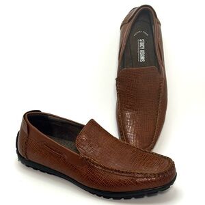 Stacy Adams Men Size 7.5M Brown Snakeskin Leather Print Loafers Memory Foam